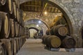 Cellar with wine barrels Royalty Free Stock Photo