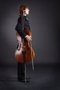 Cellist and cello Royalty Free Stock Photo