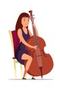 Cellist on chair flat vector illustration