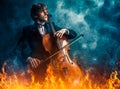 Cellist in the fire