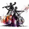 cellist musician playing cello over white background graphic illustration Royalty Free Stock Photo