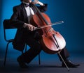 Cellist playing on cello