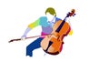 Cellist Playing Cello with Vibrant Musical Notes Vector, vector design Generative AI Royalty Free Stock Photo