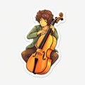 Cellist Playing Guitar Sticker