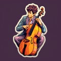 Cellist Playing Guitar Sticker