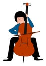 Cellist playing, illustration, vector