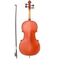 Cello with bow, back view Royalty Free Stock Photo