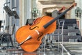 Cello classical instrument on an empty stage. Royalty Free Stock Photo