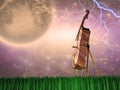 Cello in dream like landscape Royalty Free Stock Photo