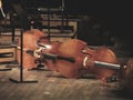 Cello music instruments on stage in concert hall Royalty Free Stock Photo