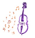 Cello and musical notes Royalty Free Stock Photo