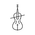 cello orchestra music instrument line icon vector illustration Royalty Free Stock Photo