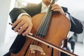 Cello player's hands close up