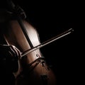 Cello player violoncello player with bow Royalty Free Stock Photo