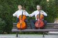 Cello. Cello playing is shown close up