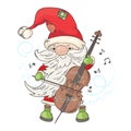 CELLO SANTA Merry Christmas Musician Vector Illustration Set