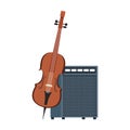 Cello and Sound amplifier, flat design Royalty Free Stock Photo