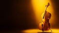 Cello standing in a spot of light on dark background Royalty Free Stock Photo