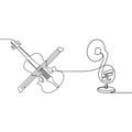 cello and trombone one line continuous line traditional musical instruments Vector contour set for music billboard Vector