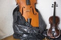 Cello and violin need repar Royalty Free Stock Photo