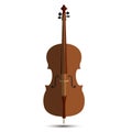 Cello wood orchestra strings music instrument in vertical pose, vector illustration isolated on white background. Royalty Free Stock Photo