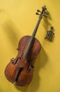 Cello Yellow Wall Royalty Free Stock Photo