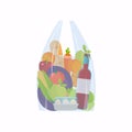 Cellophane bag with foods. Healthy organic fresh and natural foo