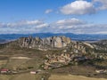 Cellorigo village and the rugged rocky landscape in La Rioja province, Spain