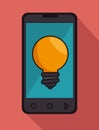 cellphone black bulb idea icon graphic