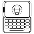 cellphone with buttons and globe diagram on screen Royalty Free Stock Photo