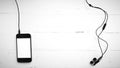 Cellphone with earphone black and white color tone style