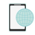 Cellphone and earth globe diagram icon