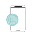 Cellphone and earth globe diagram icon