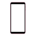 Cellphone frame, pink mockup with blank screen - front view