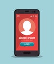 cellphone login app red screen Royalty Free Stock Photo