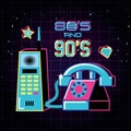 Cellphone and phone of eighties and nineties retro