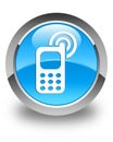 Cellphone ringing icon glossy cyan blue round button Royalty Free Stock Photo