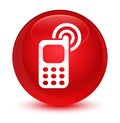 Cellphone ringing icon glassy red round button Royalty Free Stock Photo