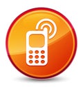 Cellphone ringing icon special glassy orange round button Royalty Free Stock Photo