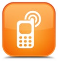 Cellphone ringing icon special orange square button Royalty Free Stock Photo