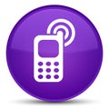 Cellphone ringing icon special purple round button Royalty Free Stock Photo