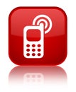 Cellphone ringing icon special red square button Royalty Free Stock Photo