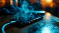Cellphone Smoking Due To Overheating While Charging. AI Generated
