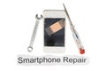 Cellphone and tools with text smartphone repair Royalty Free Stock Photo