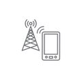 Cellphone tower icon with emitting pinging transmission waves Royalty Free Stock Photo