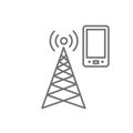 Cellphone tower icon with emitting pinging transmission waves