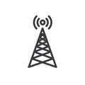 Cellphone tower icon with emitting pinging transmission waves