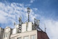 Cellphone transmitter on the top of the building Royalty Free Stock Photo