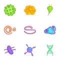 Cells icons set, cartoon style Royalty Free Stock Photo