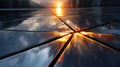cells of a modern blue solar panel in the setting sun close-up. Green renewable energy. The concept of an alternative energy Royalty Free Stock Photo